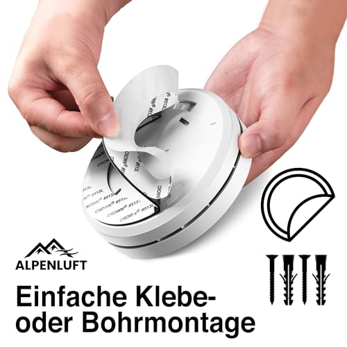 Rauchmelder ohne LED mit 10-Jahre Batterie von Alpenluft