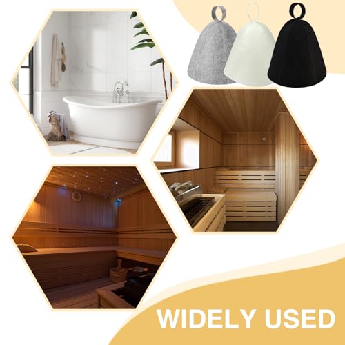 GUTERTOP 3 Stück Saunahut Filz, Saunamütze für Damen und Herren, Sauna Hut für Saunaliebhaber (Schwarz, Weiß, Grau)