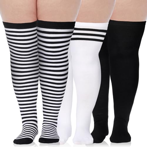Image of 3 Pair Plus Size Thigh High Sock for Women