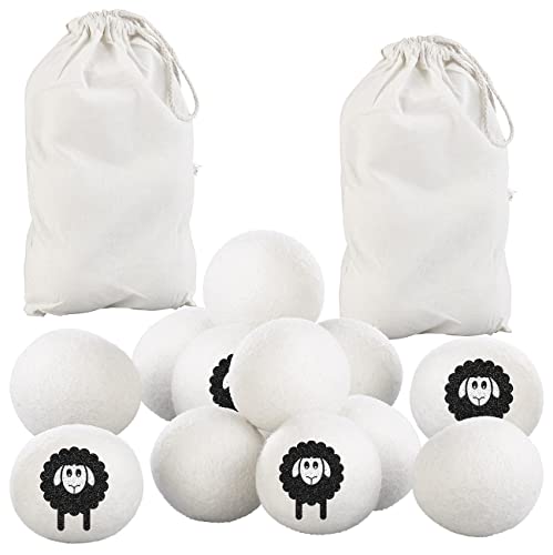 infactory Trocknerkugel: 12er-Set Wiederverwendbare XXL-Trocknerbälle aus Wolle, je 7 cm (Tocknerball, Waschmaschine)