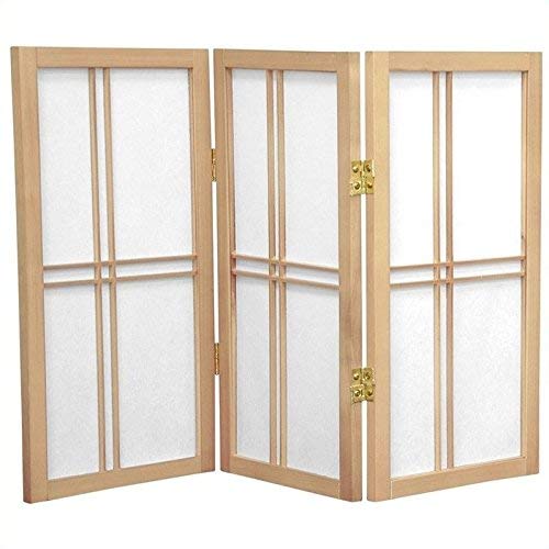 Oriental Furniture 2 ft. Tall Desktop Double Cross Shoji Screen - Natural - 3 Panels