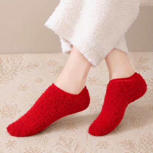Image of 3Pairs Ankle Socks Low cut Pom Pom Fluffy Fuzzy Warm Winter Plush Slipper Socks For Women