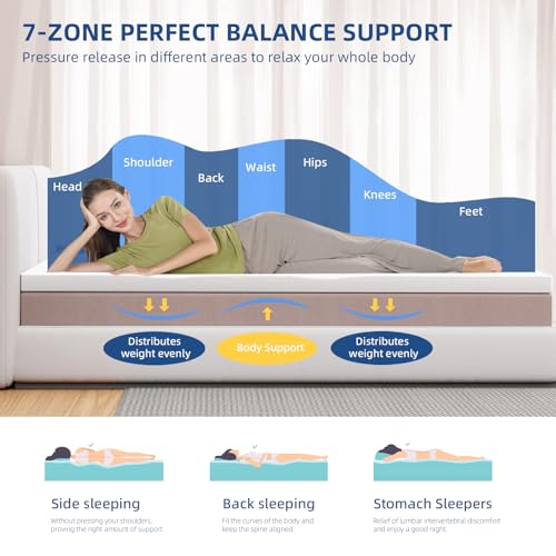 Doubleslee 4 Inch Memory Foam Mattress Topper Double Bed, Gel-Infused Cooling Orthopedic Double Mattress Topper for Back Pain Relief, Washable Cover With Elastic Straps 135x190x10cm - Image 4