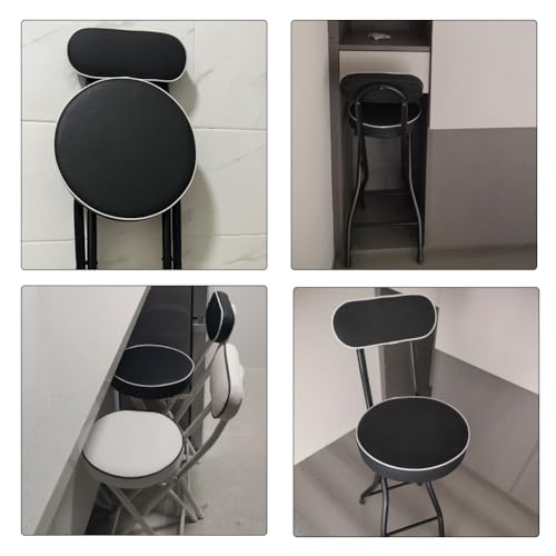 Tabourets de bar pliants 75 cm - Chaises hautes compactes marron avec dossier LWX - 6