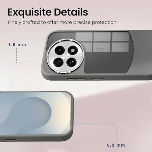 Image of KARWAN️Fusion Edge Leather Transparent Mobile Back Case | Slim Fit | Anti-Fingerprint| Scratch-Resistant | Premium Grip | Shockproof case | Back Cover for Oneplus 13R || Grey
