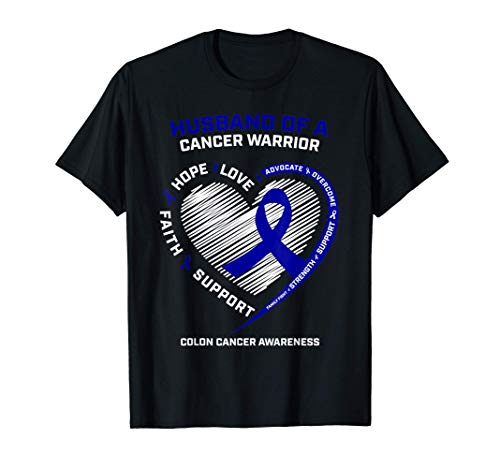 Mens Husband Of A Cancer Warrior Wife Colon Cancer Awareness T-Shirt