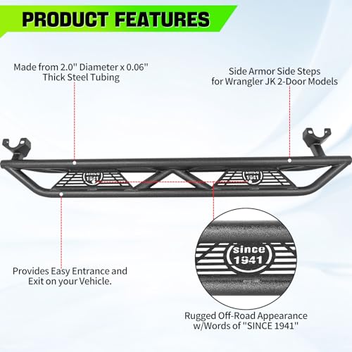 Estribos laterales resistentes para Jeep Wrangler JK 2007-2018 miniatura 3