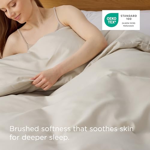Image of Bedsure Duvet Cover King - Only Includes 1 Duvet Cover (104 inchx90 inch), Hotel Luxury Soft Double Brushed All Season Bedding for Kids & Adults, Zipper Closure, Light Beige (No Comforter, No Pillow Shams)
