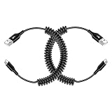 ChrisPow USB Type-C ケーブル 車用【コイル式/0.4mから1.8mまで伸縮自由/18W 3A/データ伝送/急速充電】USB-A to USB-C充電ケーブル タイプCケーブル アンドロイド充電器 Cタイプケーブル usb c cable 急速充電ケーブル アンドロイド充電ケーブル andriodケーブル スマホケーブル Galaxy充電ケーブル キーボード用品 Google Pixel 7a/7/6a OPPO Reno9A/7A/6/5A、Aquos R8 pro/zero6 R6 sense6/7、Galaxy S23/S22/S21、Motorola edge 40、moto g53j/g52j、Xperia 1 V/10V/10IV/Ace III　（ブラック　2本セット）