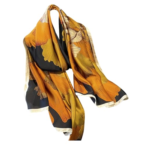 Genérico Pañuelo Seda Cuello, Bufandas Ligeras con Estampado Floral para Mujer Chal De Moda Protector Solar