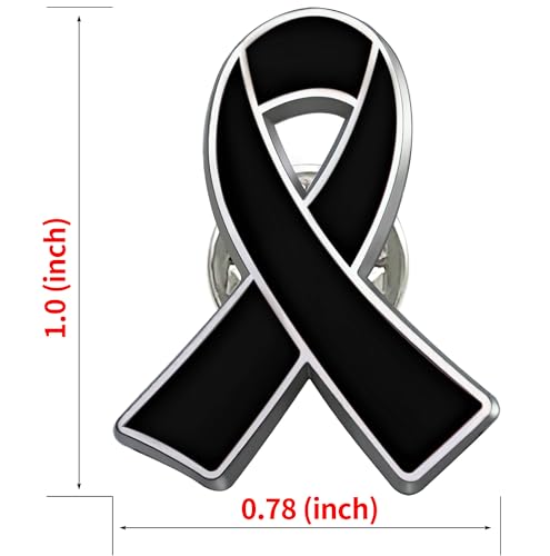 25/50/100/200 pieces Black Ribbon Pins Melanoma Skin Cancer Awareness Pins Black Enamel Ribbon Brooch Pin Badges Funeral Memorial Pins Bulk2