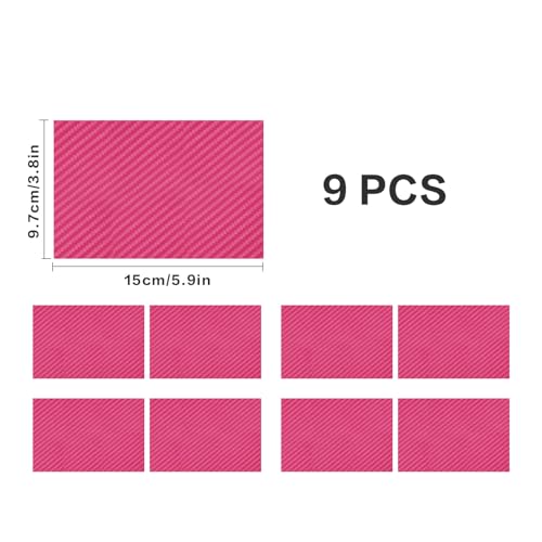 Image of QianBao 5.9''x3.8'' Compatible with GMC Carbon Fiber Vinyl Wrap Emblem Wrap Kit Logo Sticker with Plastic Squeegee and Cutter DIY Decals 9Pcs (Pink)