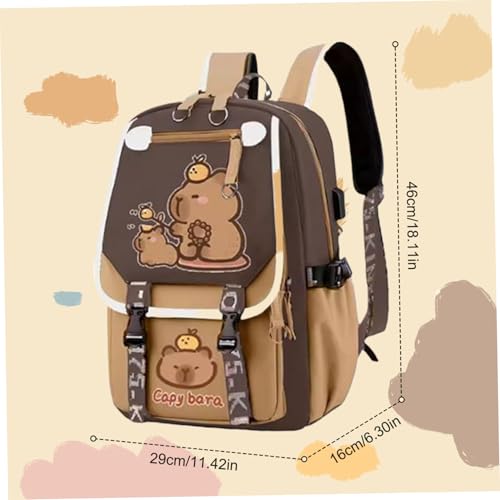 Sac à dos Capybara kawaii imperméable et multipoches pour filles - 3