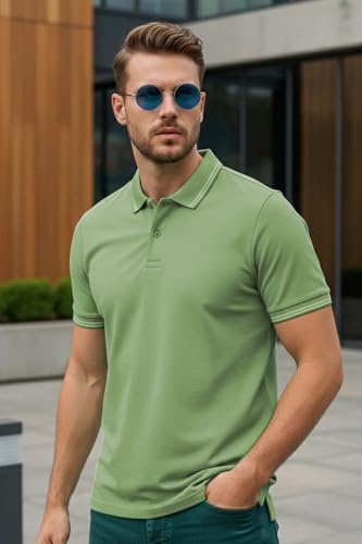 Image of Veirdo Men's Solid Polo T-Shirt Regular Fit, Cotton Fabric, Short Sleeve Casual Wear, Classic Collar,Soft Comfortable Material, (Sizes S to 2XL)