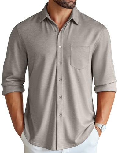 COOFANDY Men's No Tuck Shirt Knitted Polyster...