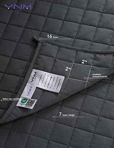 YnM Exclusive 25lbs Weighted Blanket, Smallest Compartments with Glass Beads, Bed Blanket for One Person of 240lbs, Ideal for on Queen or King Bed (Dark Grey, 60"x80" 25lbs)