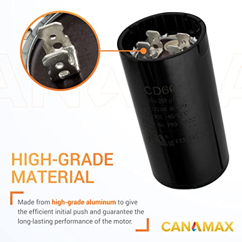 Canamax 216-259 Uf/Mfd 110-125V Round Start Capacitor - Replacement For Ac Motor Run Or Fan Start And Cool Or Heat Pump Air Conditioner - Lot -1 #TOP4