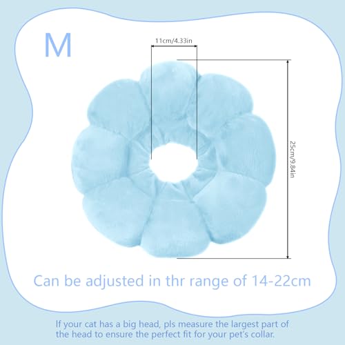 Moosono Halskrause Katze, Weich Halskrausen, Einstellbarer Katzenkragen für Nach Operationen, Sonnenblume Katzen Halskrause für Kleine Hunde und Katzen (Blau)