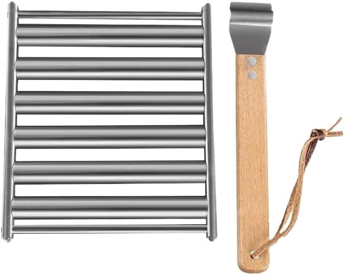 Stainless Steel Hot Dog Roller Rack for Grilling, Portable Sausage BBQ Rack for Camping Picnic Kitchen(Medium Size)