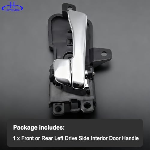Image of Front or Rear Left Driver Side Interior Inside Chrome Door Handle Fits Compatible with Hyundai Sonata 2011-2015, Replaces OE# 826103S010, 82610-3S010