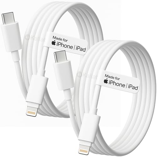 Image of KALIAT Lightning Cable Pack of 2 Certified USB Charging Wire for iPhone 14 /13 /12 /11 /X /SE, iPad, AirPods | Fast Charge & Sync Cord | 1M | White | Aple Original Compatible Charger