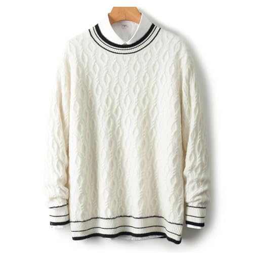 Men's Color Matching Thickened Warm Pullover Wool Knit Long Sleeves Sweater2