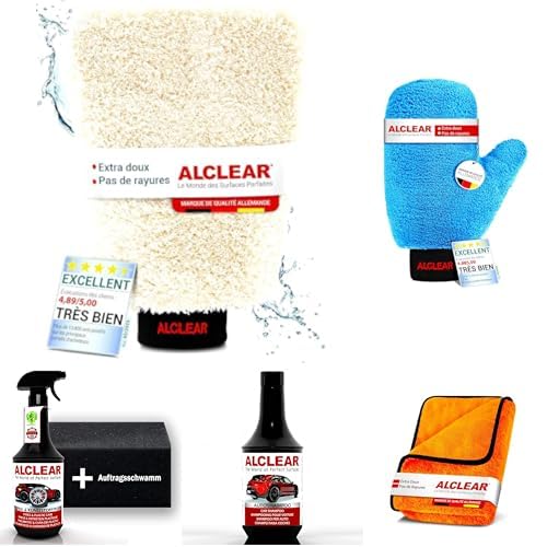 Kit entretien auto ALCLEAR avec gant de lavage de précision et brillant pour pneus durable