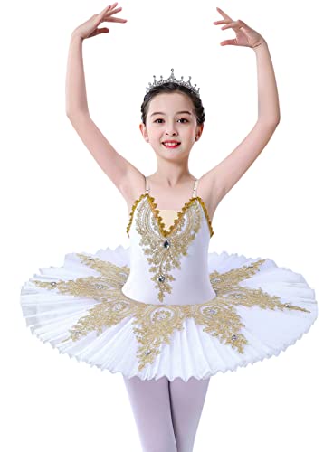Z&X Professionelles Ballettkleid für Mädchen, Schwanensee, Camisole mit Rock und Balletttrikot Gr. 10-11 Jahre, 003 Weiß Cover