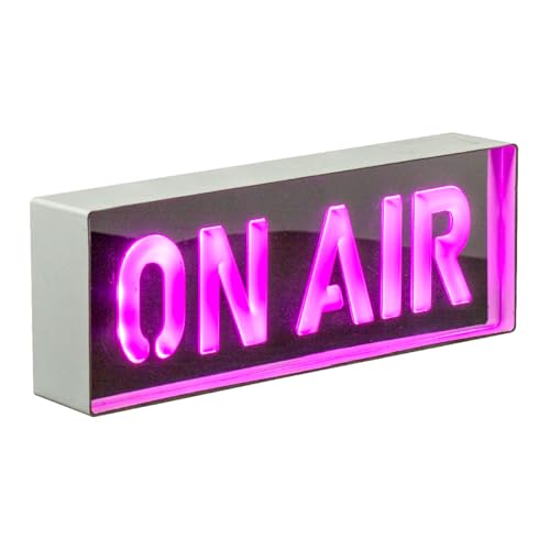 Global Gizmos 51519 - Insegna al neon "On Air", in acrilico, LED rosa a risparmio energetico, alimentazione a batteria, finitura a specchio, ideale per casa, bar e pub