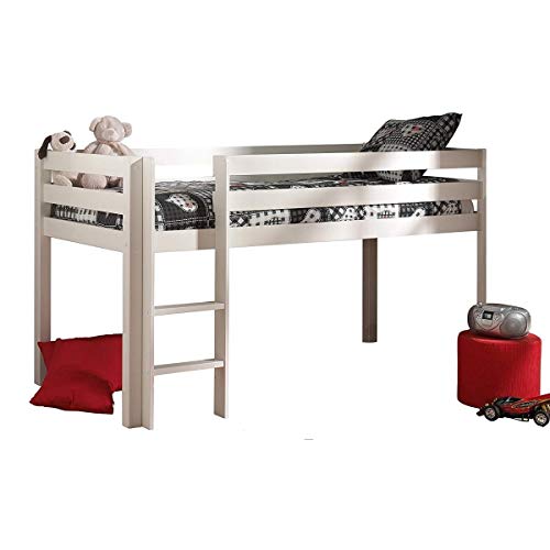 VIPACK PIHSZG14 Spielbett Pino, Maße 210 x 114 x 106 cm, Liegefläche 90 x 200 cm, Kiefer massiv weiß lackiert