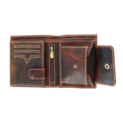CTM Men's Oil Pull Up Leather Euro Bifold Wallet, Brown3