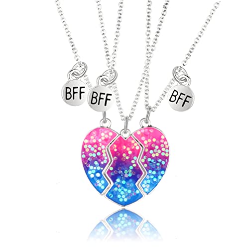 Houhounb Lot de 3 colliers d'amitié en alliage BFF Chaînes d'amitié Amour Diamant Collier Partenaire Bijoux avec gravure pour meilleurs amis Cadeaux, Métal Cover