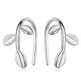 MengPa Cute Leaf Clip Earrings Ear Hook 925 Sterling Silver Jewelry US3558S