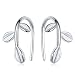 MengPa Cute 925 Sterling Silver Leaf Clip Earrings Ear Hook Unique Jewelry