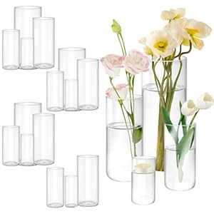 15 Pcs Clear Cylinder Vases for Centerpieces Tall Flower Vase Wedding Decorations Floating Candle Hurricane Holders Table Home Candles Tables Glass Centre De Holder Centerpiece Decor (15,4,6,8,10Inch)