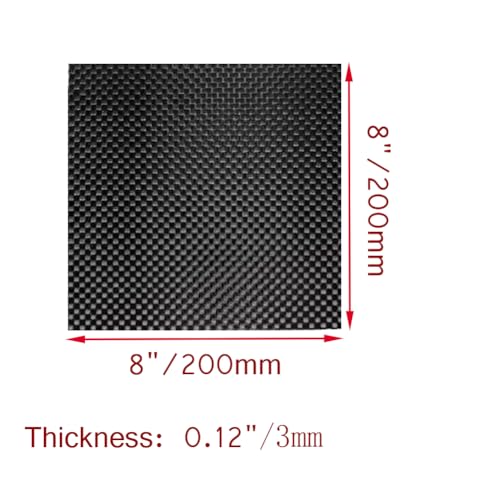 XMRISE Carbon Fiber Plates Sheets Boards 100% 3K Plain Weave Matte Panel Cutable Sports Model Handmade Materials 200mm X 200mm 1PC,Thickness 3mm