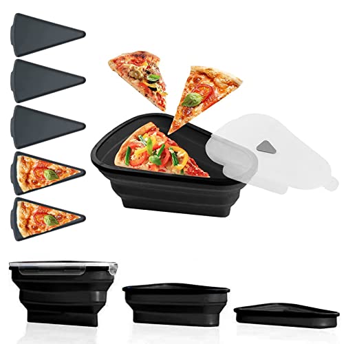 WEKIWGOT Récipient à pizza réutilisable avec 5 plateaux de service micro-ondes, boîte à pizza réglable, sans danger pour micro-ondes Cover