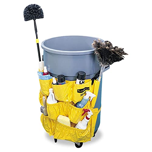 Image of Rubbermaid Commercial Products Supply Organizing Caddy for Brute Trash Cans Yellow Tool Organizer Storage for Spray Bottles /Paper Towels /Gloves /Scrub Brush,(Pack of 6)