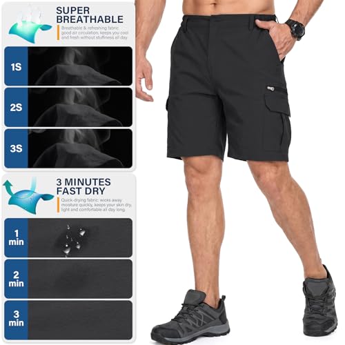 Image of Jessie Kidden Mens Cargo Shorts Expandable Waist Quick Dry Hiking Shorts