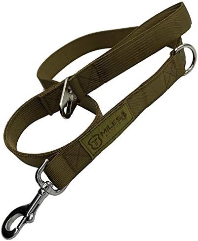 Miles Tactical Short Dog Leash Heavy Duty Training Leash 4' Long 1.25" Webbing with Strong Steel Clasp (Coyote)