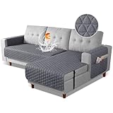 TAOCOCO Sectional Couch Covers 100% Waterproof L Shaped Sofa Covers for Right Hand Facing Chaise Lounge, 2 Pieces Couch Cover L Shape Furniture Protector Slipcover for Pets Kids, Small/Dark Gray