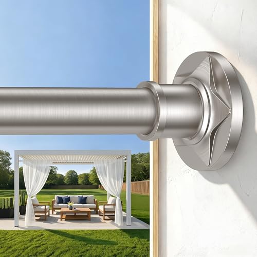 Outdoor Tension Rods 30-108 In(9ft) No Drilling Long Shower Curtain Rod 1.1" Dia Stainless Steel Rustproof Adjustable Heavy Duty for Patio Gazebo Bathroom Window Room Divider