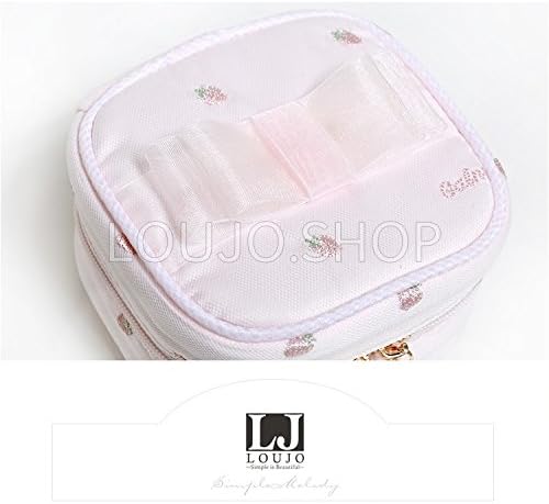 【LOUJO】 レディースポーチ アクセサリーポーチ ジュエリーポーチ ミニポーチ スクエア ケース 刺繍 携帯用 出張 旅行 安カワ インテリア雑貨