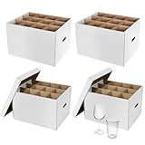 Feifeiya Weinglas-Umzugskartons mit Griff, Küchenset mit Deckel für Geschirr, Glaswaren, Weiß, 38,1 x 30,5 x 25,4 cm, 4 Stück