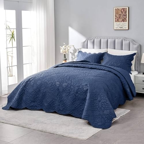 Image of Kingnex Oversized King Bedspreads 128x120 Navy