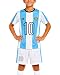 Quad Seven Boys Athletic Shorts Set - 2 Piece Short Sleeve Soccer Jersey Kids Shirt & Boys Soccer Shorts Youth Activewear Set, Size 8-10, Light Blue Argentina