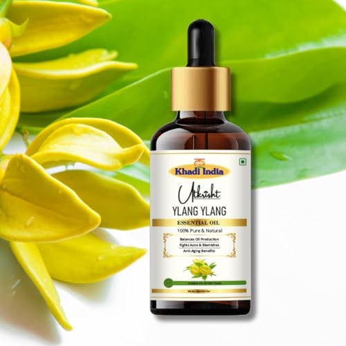 Image of Khadi YLANG YLANG Essential Oil 15 ml | Pure & Natural | For Skin Care, Dandruff & Dryness | Anti Aging Properties | Face & Body Massage Oil | All Skin Types | Aromatherapy for Men & Women