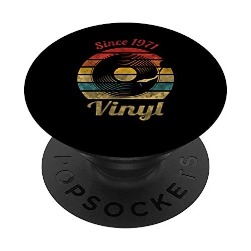 Since 1971 Vinyl Retro Record Vintage Music PopSockets Swappable PopGrip, Black