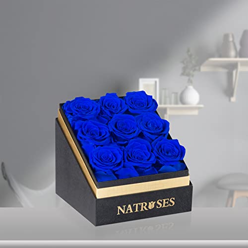 NATROSES Forever Preserved Roses in a Box, 100% Real Roses That Last Up to 3 Years, Flowers for Delivery Prime Birthday, Valentines Day Gifts for Her, Birthday Gifts (Royal Blue)