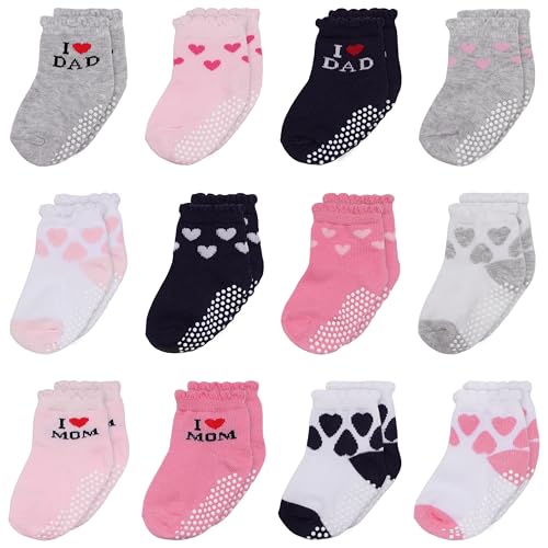 Image of Mother's Choice Organic Cotton Baby Socks 6-12 Months - 12 pairs Soft and Cozy Newborn Pink Socks, Gentle Newborn Gift Socks, Ideal Baby Gift, Infant Footwear for Daily Wear and Little Feet Comfort